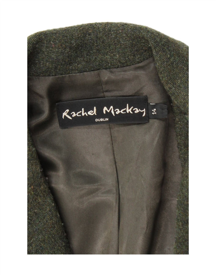 Vintage Womens Overcoat UK 14 Large Green Striped Acetate