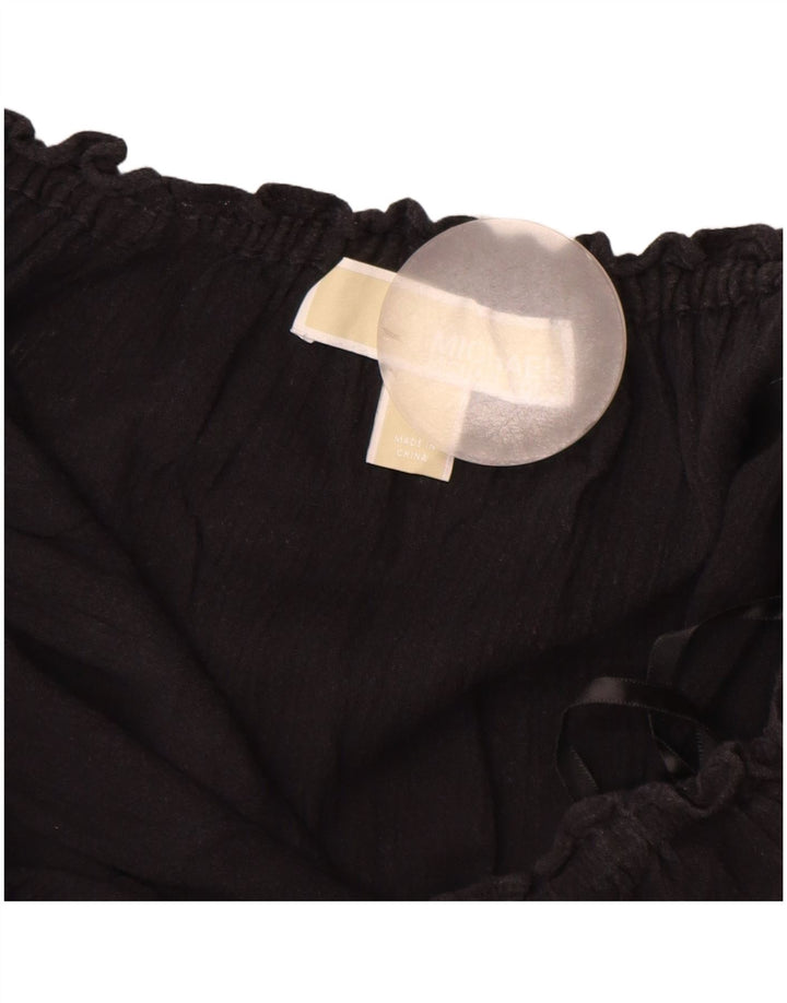MICHAEL KORS Womens Blouse Top UK 14 Large Black Cotton