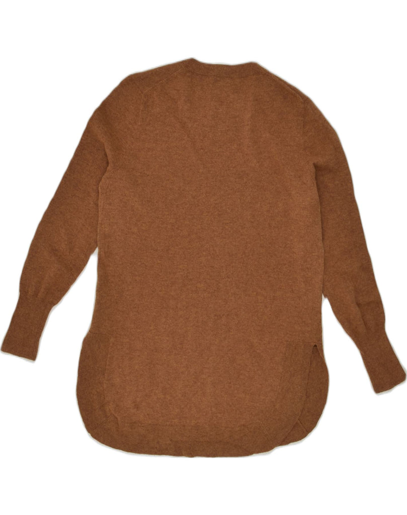 J. CREW Womens Longline Crew Neck Jumper Sweater UK 10 Small Brown Cotton | Vintage J. Crew | Thrift | Second-Hand J. Crew | Used Clothing | Messina Hembry 