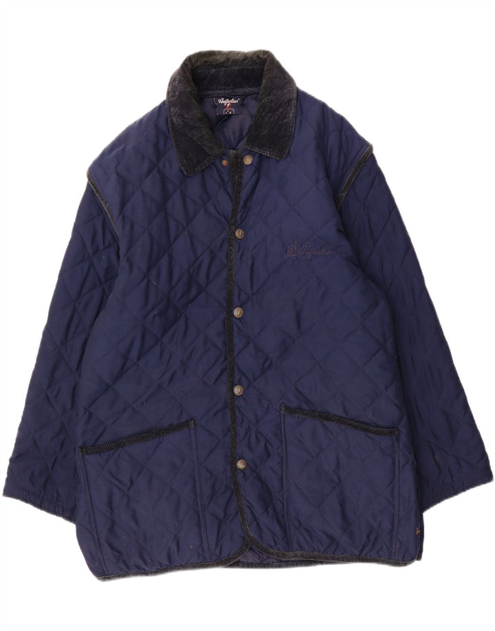 AUSTRALIAN L'ALPINA Mens Quilted Jacket IT 50 Large Navy Blue Polyester