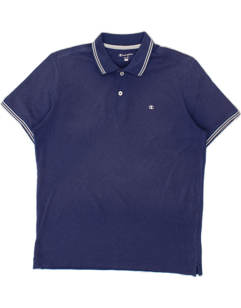 CHAMPION Mens Easy Fit Polo Shirt Large Navy Blue Cotton Vintage Champion and Second-Hand Champion from Messina Hembry 