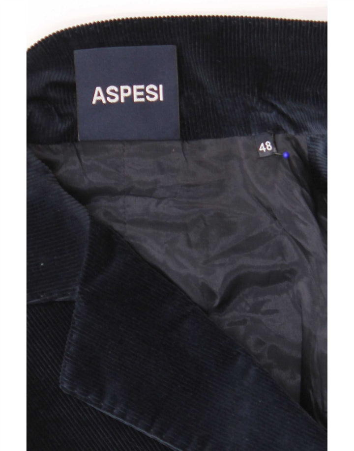 Aspesi Womens 2 Button Corduroy Blazer Jacket IT 48 XL Navy Blue Cotton