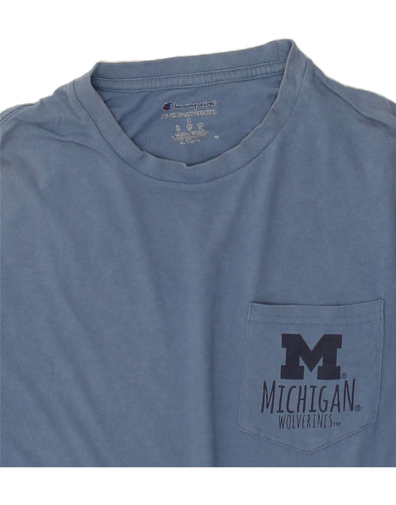 CHAMPION Womens University of Michigan Graphic T-Shirt Top UK 8 Small Blue | Vintage Champion | Thrift | Second-Hand Champion | Used Clothing | Messina Hembry 