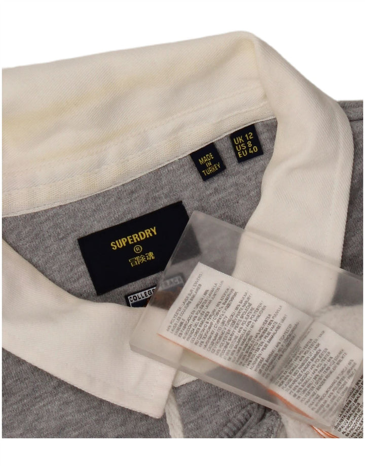 Superdry Womens Oversized Polo Neck Sweatshirt Jumper UK 12 Medium Grey