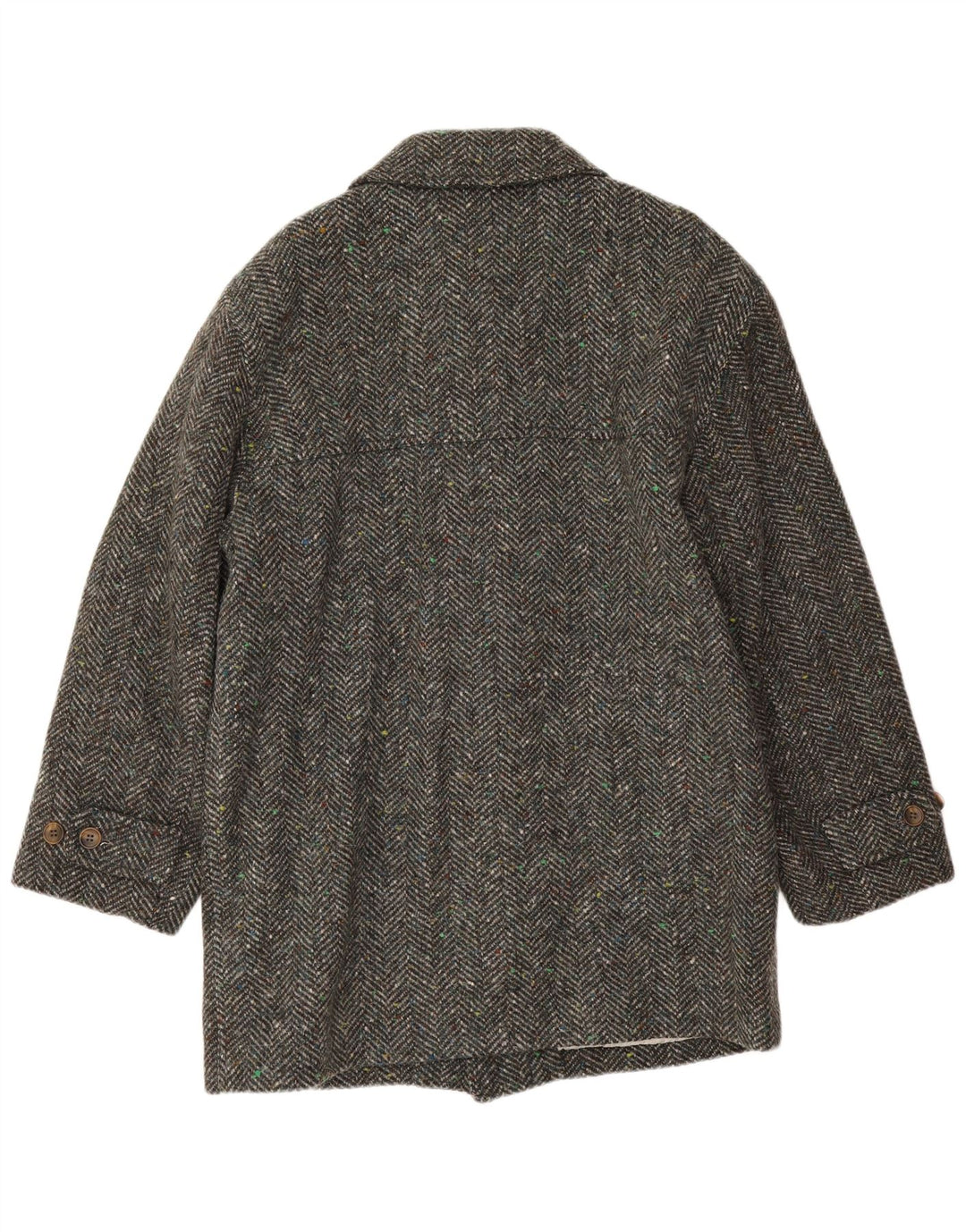 Faciba Mens Overcoat IT 52 XL Grey Herringbone Wool