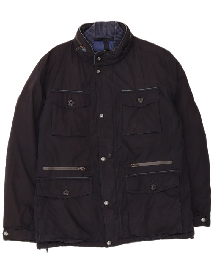Massimo Dutti Mens Hooded Windbreaker Coat UK 40 Large Navy Blue