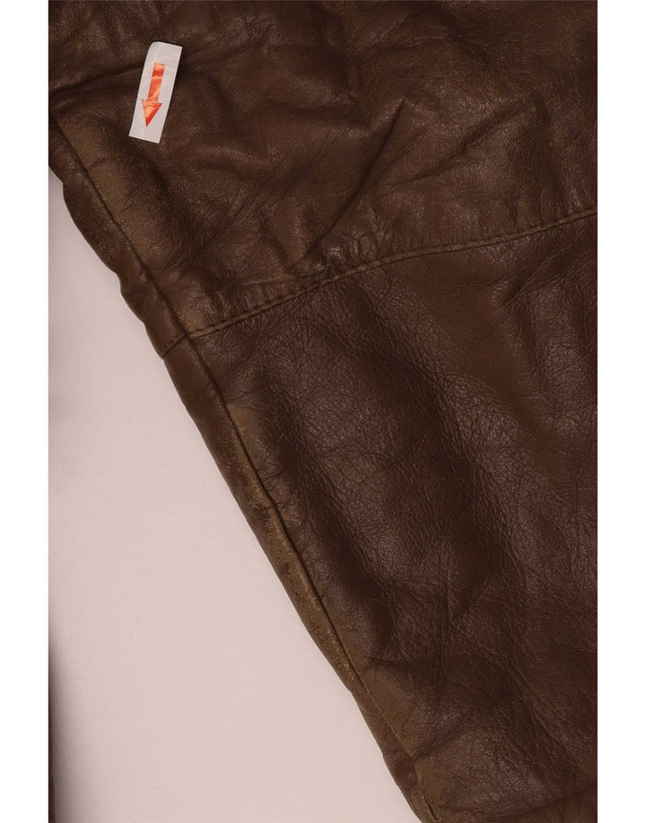 Vintage Mens Classic Fit Leather Jacket UK 40 Large Brown