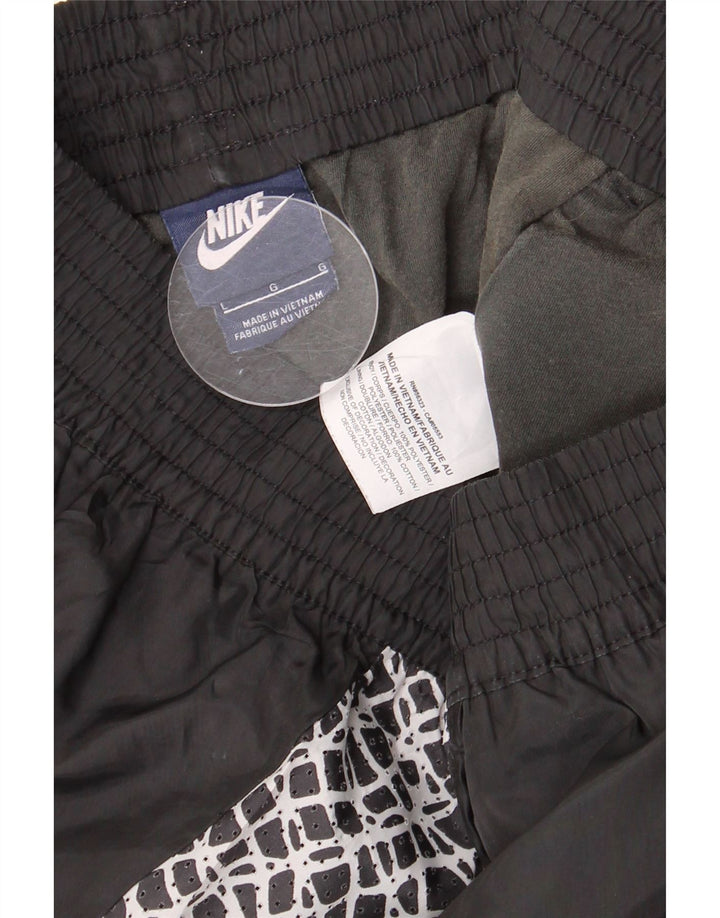 NIKE Womens Sport Shorts UK 14 Large  Black Geometric Polyester