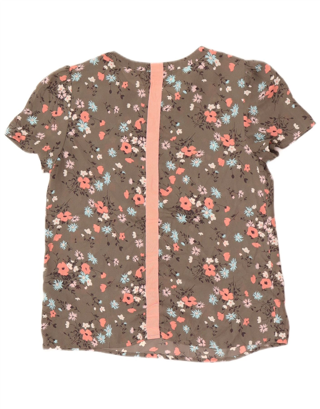 Oasis Womens Oversized Blouse Top UK 10 Small Khaki Floral Polyester