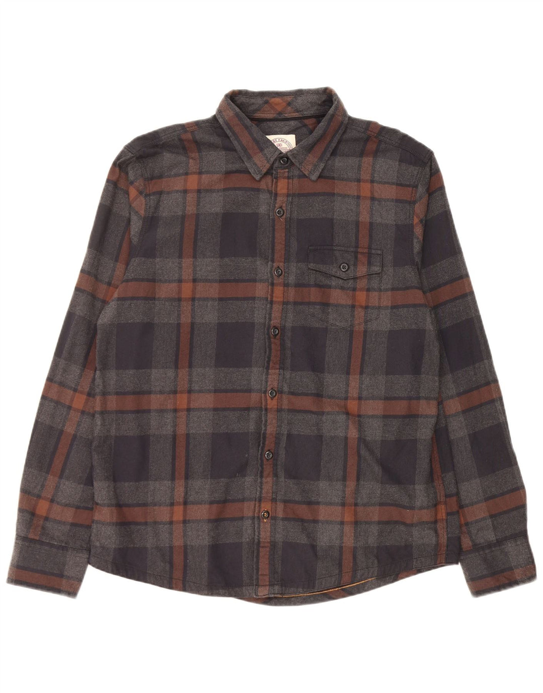 Fat Face Mens Flannel Shirt Large Grey Plaid Cotton