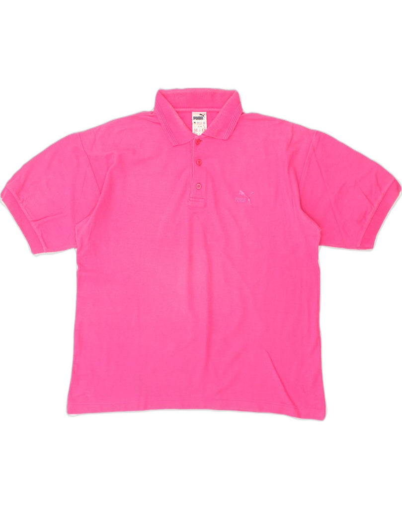 PUMA Mens Polo Shirt Size 42/44 Large Pink Cotton | Vintage Puma | Thrift | Second-Hand Puma | Used Clothing | Messina Hembry 