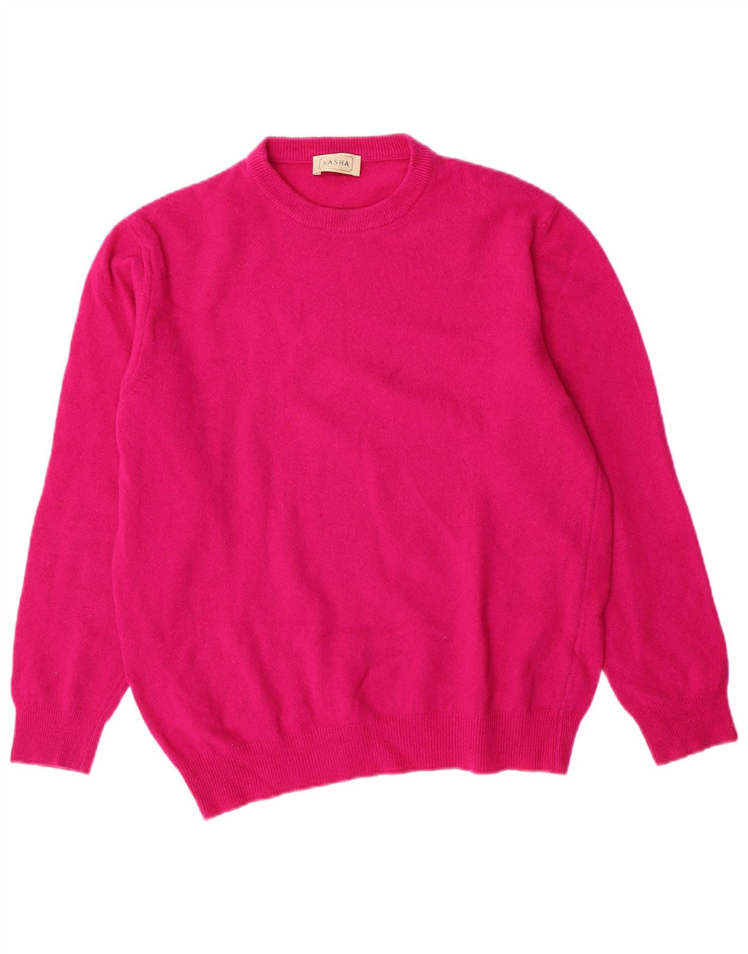 SASHA Womens Crew Neck Jumper Sweater UK 14 Large Pink Wool