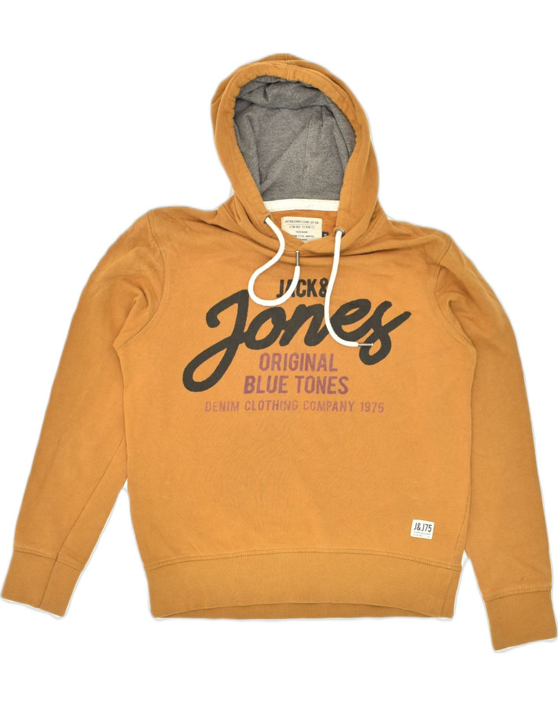 JACK & JONES Mens Graphic Hoodie Jumper Small Yellow Cotton | Vintage Jack & Jones | Thrift | Second-Hand Jack & Jones | Used Clothing | Messina Hembry 