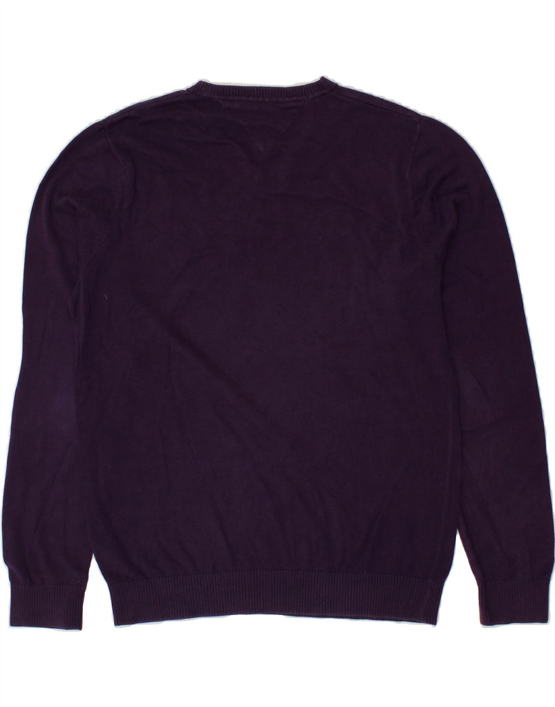 TOMMY HILFIGER Mens V-Neck Jumper Sweater Medium Purple Cotton | Vintage Tommy Hilfiger | Thrift | Second-Hand Tommy Hilfiger | Used Clothing | Messina Hembry 