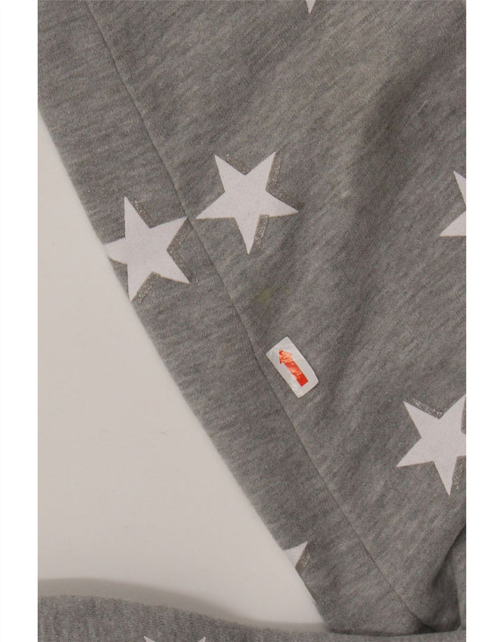 SUPERDRY Womens Abstract Pattern Zip Hoodie Sweater UK 14 Large Grey