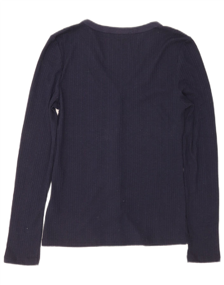 Marks & Spencer Womens Shirt Blouse UK 8 Small Navy Blue Polyester