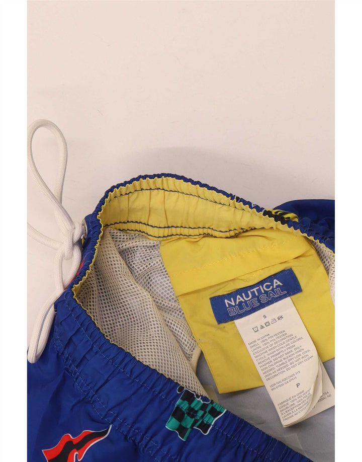 Nautica Mens Graphic Swimming Shorts Small Blue Polyester