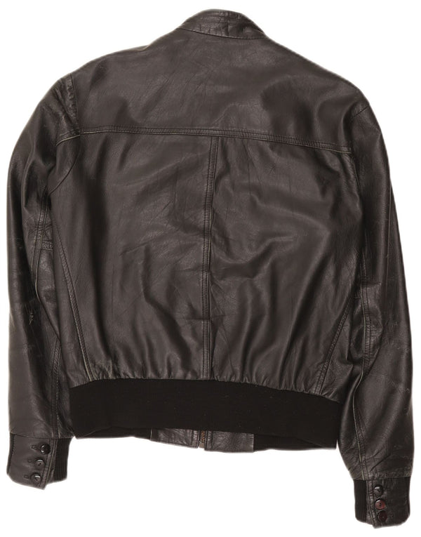 Kikc Mens Leather Jacket UK 38 Medium Black
