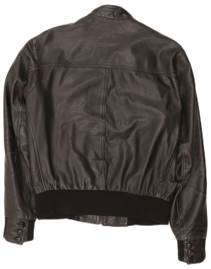 Kikc Mens Leather Jacket UK 38 Medium Black