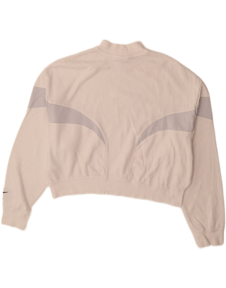 Nike Womens Crop Oversized Sweatshirt Jumper UK 14 Medium White Colourblock