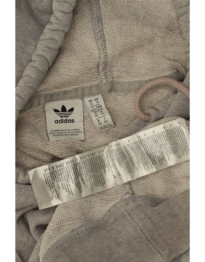 Adidas Womens Oversized Hoodie Jumper UK 14 Medium Grey Cotton