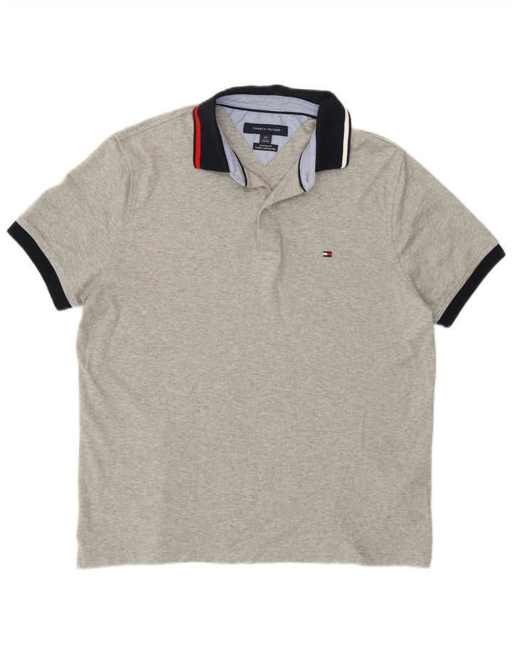 Tommy Hilfiger Mens Custom Fit Polo Shirt Small Grey Cotton