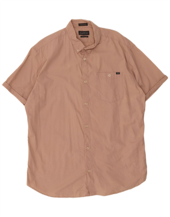 Jack & Jones Mens Short Sleeve Shirt 2XL Pink Cotton