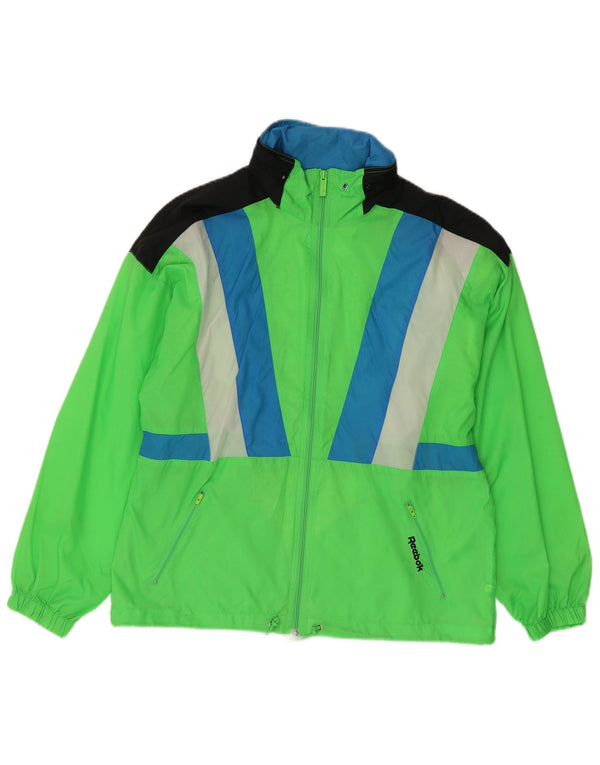 Reebok Mens Rain Jacket UK 38 Medium Green Colourblock Nylon