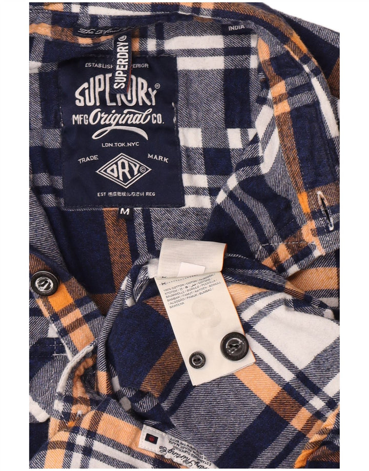 Superdry Mens Flannel Shirt Medium Navy Blue Check Cotton
