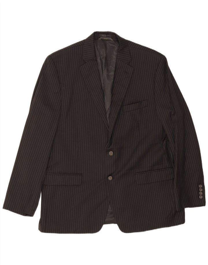 Ralph Lauren Mens 2 Button Blazer Jacket UK 46 2XL Black Pinstripe Wool