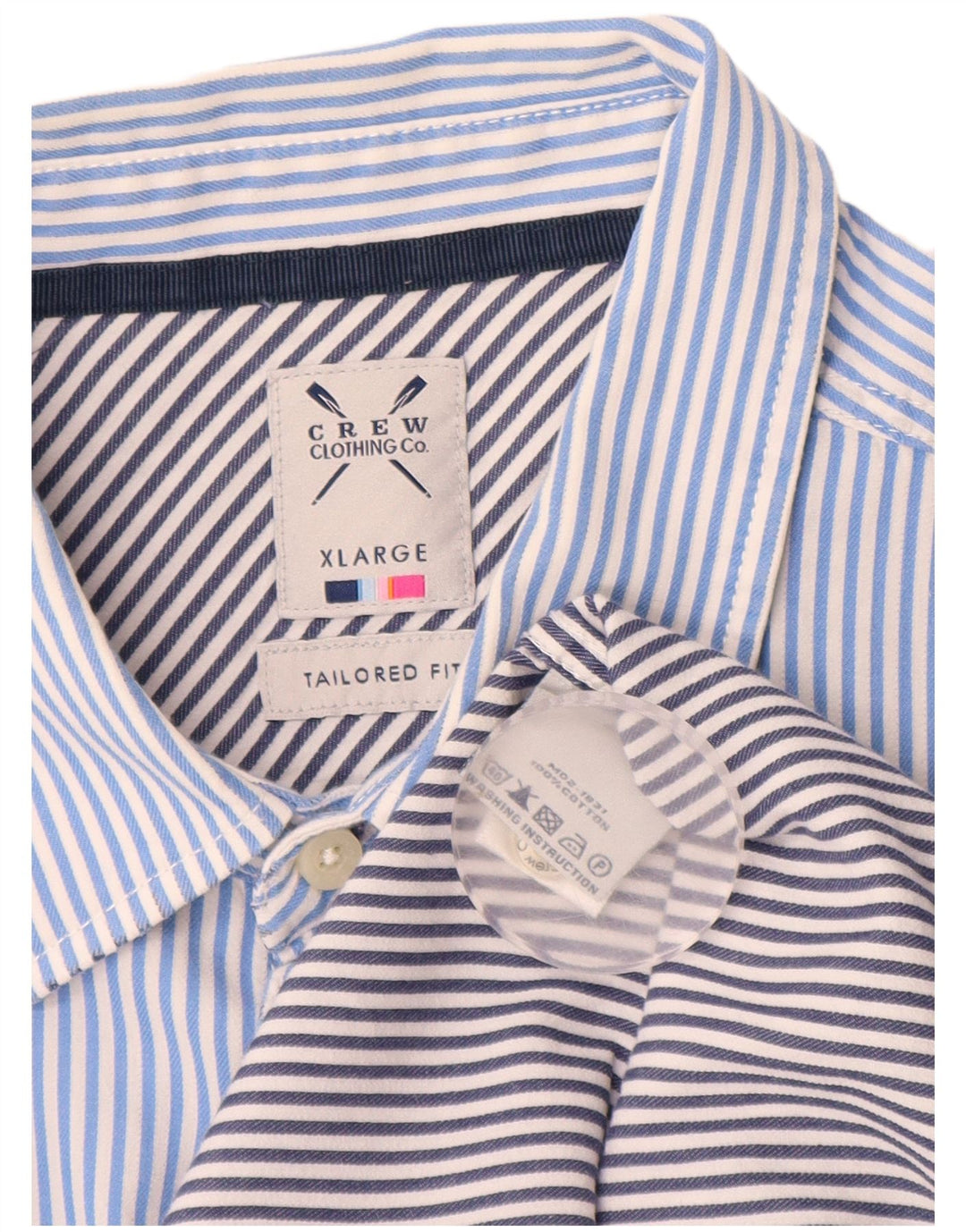 CREW CLOTHING Mens Tailored Fit Shirt XL Blue Pinstripe Cotton