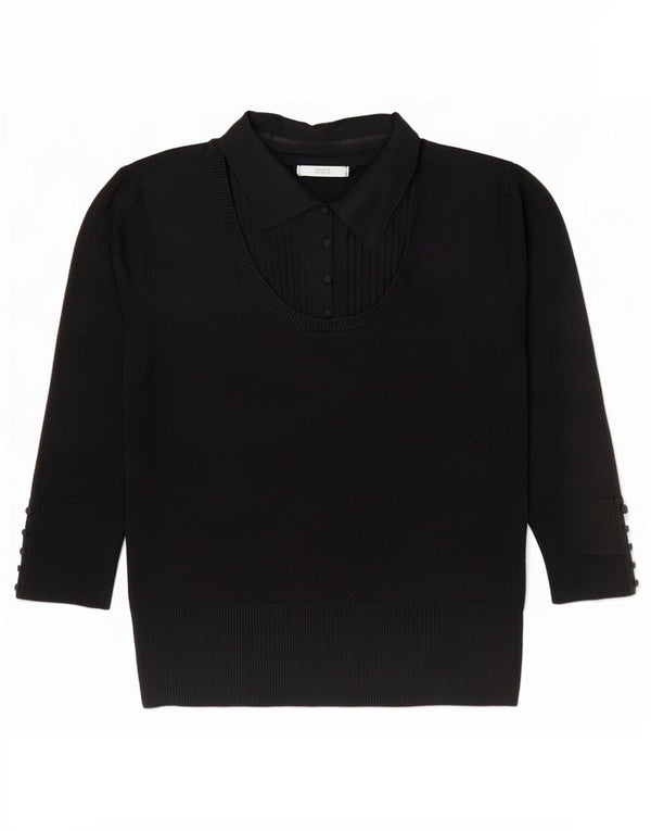 Marks & Spencer Womens Polo Neck Jumper Sweater UK 12 Medium Black
