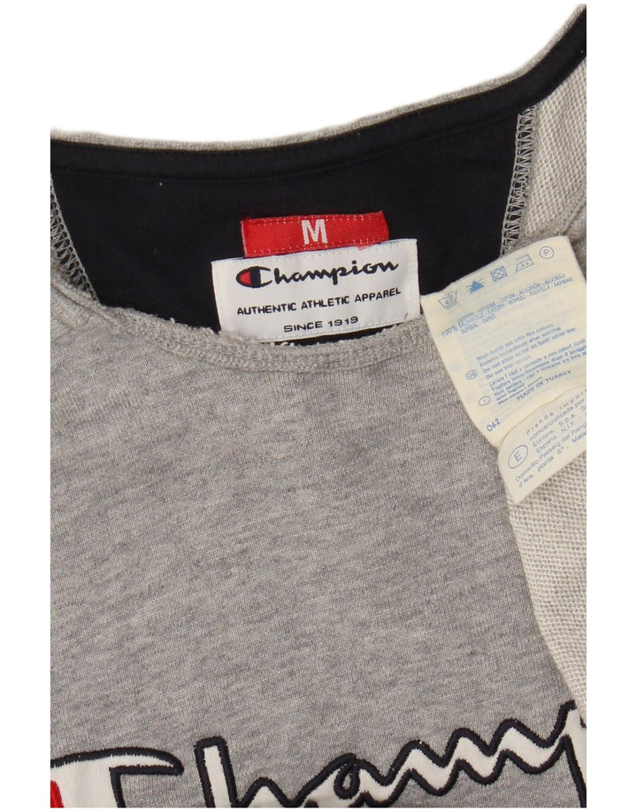 Champion Womens Graphic Sweatshirt Jumper UK 14 Medium Grey Colourblock