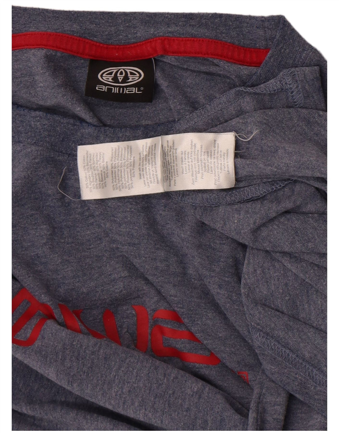 Animal Mens Graphic Top Long Sleeve XL Blue Cotton