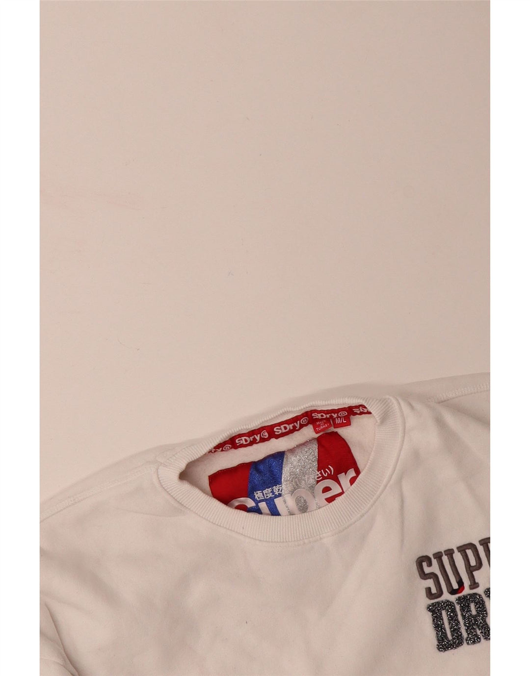SUPERDRY Mens Oversized Graphic Sweatshirt Jumper Medium White Cotton