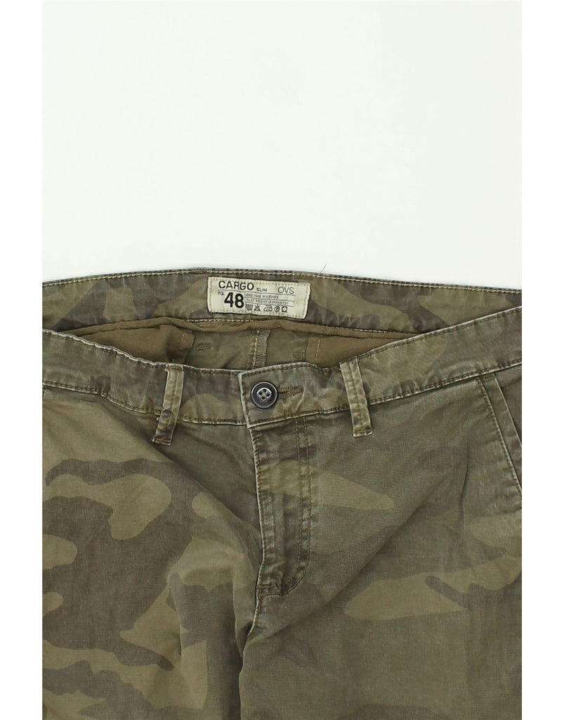 OVS Mens Slim Cargo Trousers W38 L32 Khaki Camouflage Cotton | Vintage OVS | Thrift | Second-Hand OVS | Used Clothing | Messina Hembry 