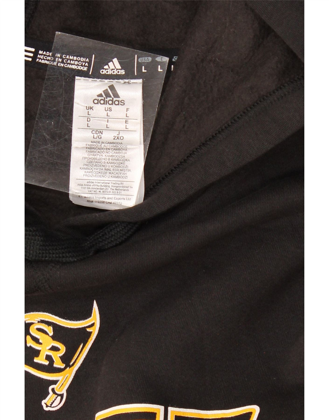 ADIDAS Mens Raiders Graphic Hoodie Jumper Large Black Cotton