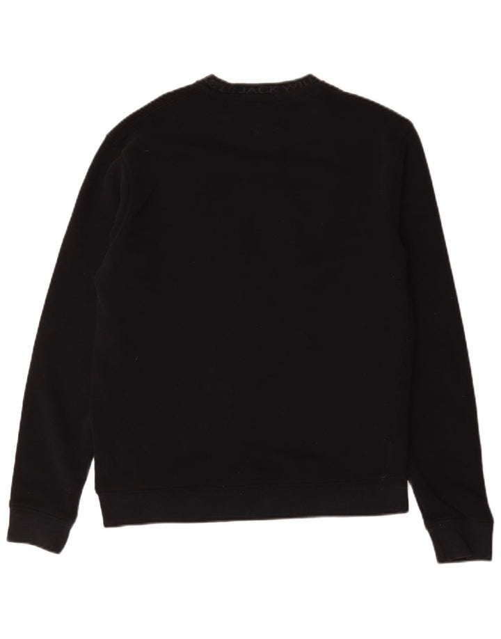 Jack Wills Mens Graphic Relaxed Fit Sweatshirt Jumper Small Black Cotton