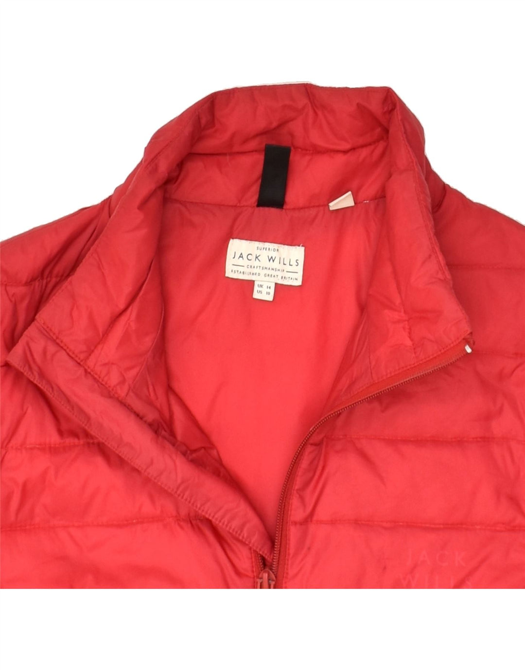 JACK WILLS Womens Padded Jacket UK 14 Large  Red Nylon | Vintage Jack Wills | Thrift | Second-Hand Jack Wills | Used Clothing | Messina Hembry 
