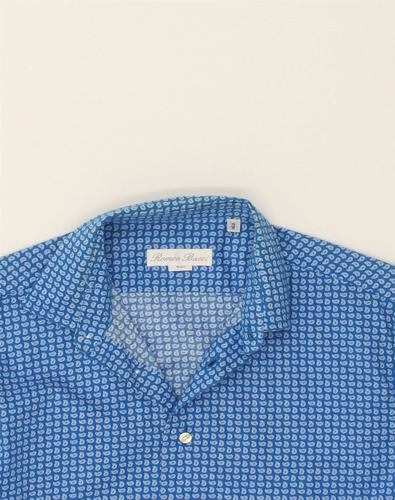 VINTAGE Mens Shirt Size 15 Medium Blue Polka Dot Cotton | Vintage Vintage | Thrift | Second-Hand Vintage | Used Clothing | Messina Hembry 