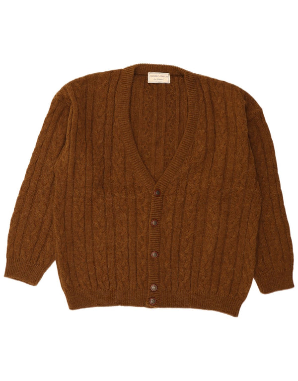 Vintage Mens Cardigan Sweater IT 54 XL Brown Alpaca Wool