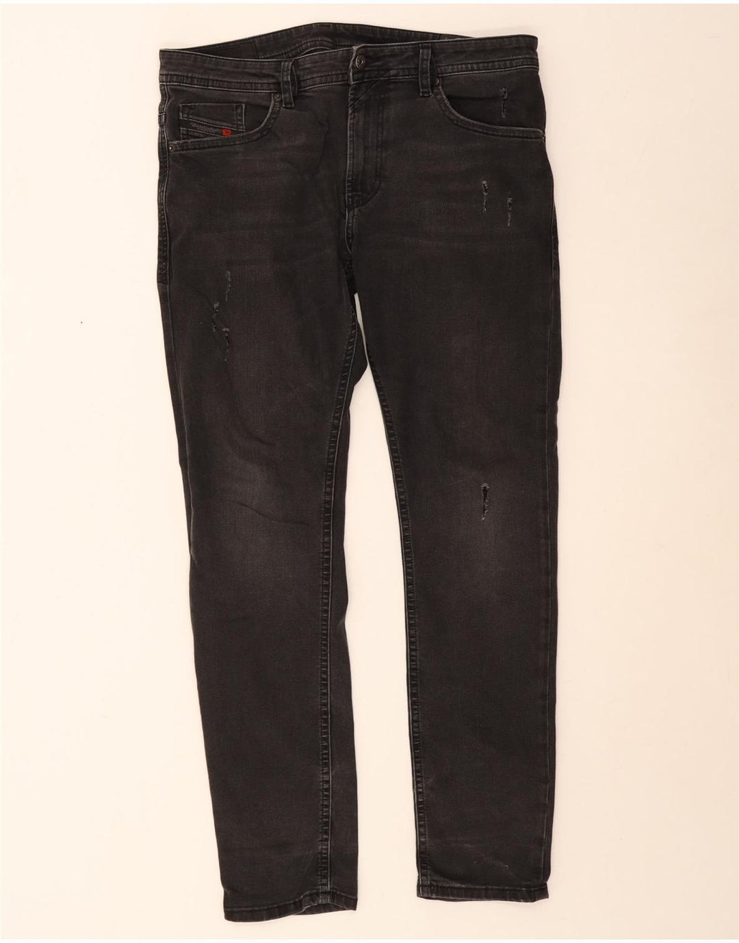 Diesel Mens Distressed Slim Jeans W34 L30 Grey Cotton