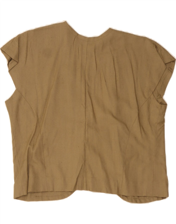 VINTAGE Womens Crop Cardigan Top UK 16 Large Beige Vintage Vintage and Second-Hand Vintage from Messina Hembry 