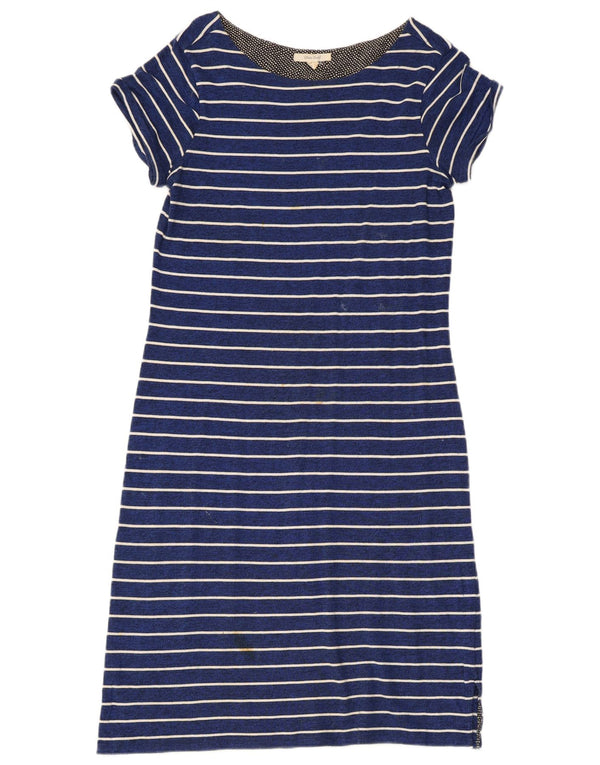 White Stuff Womens T-Shirt Dress UK 12 Medium  Blue Striped Cotton