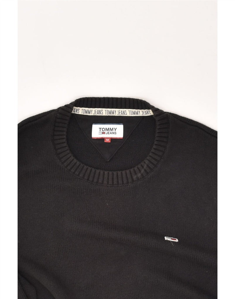 TOMMY HILFIGER Mens Crew Neck Jumper Sweater Medium Black Cotton | Vintage Tommy Hilfiger | Thrift | Second-Hand Tommy Hilfiger | Used Clothing | Messina Hembry 