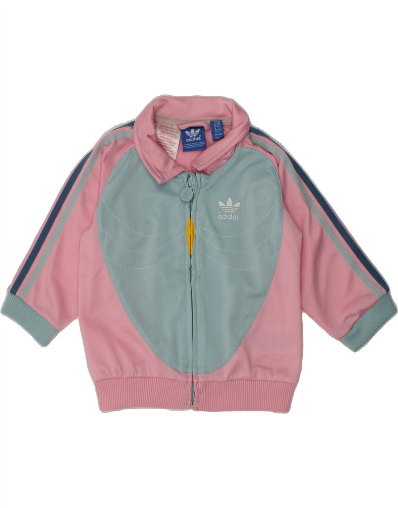 ADIDAS Baby Girls Graphic Tracksuit Top 9-12 Months Pink Colourblock | Vintage Adidas | Thrift | Second-Hand Adidas | Used Clothing | Messina Hembry 