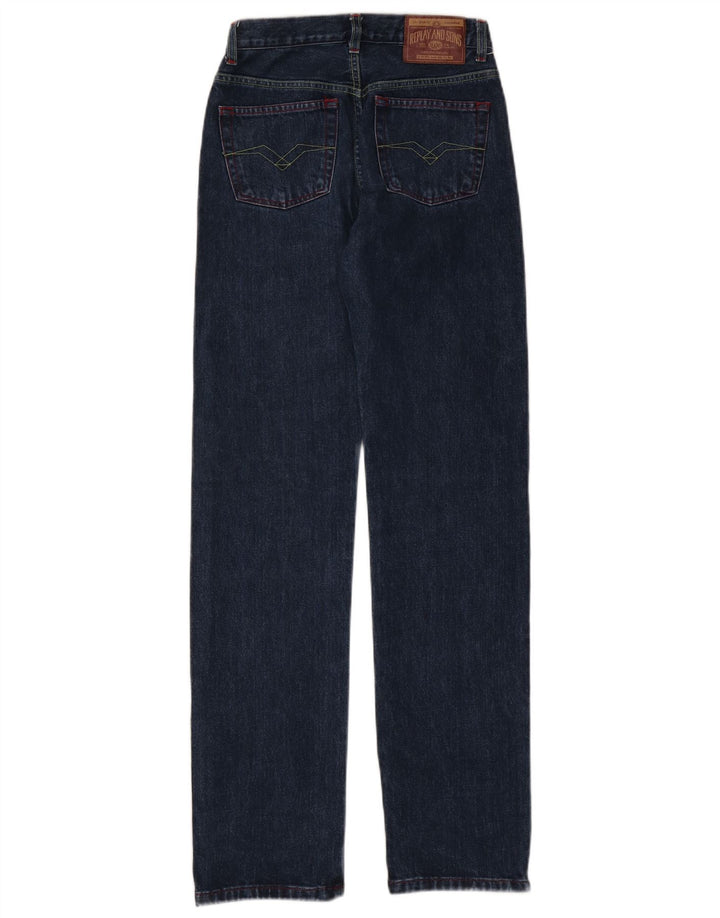 Replay Womens Straight Jeans W25 L32 Blue Cotton