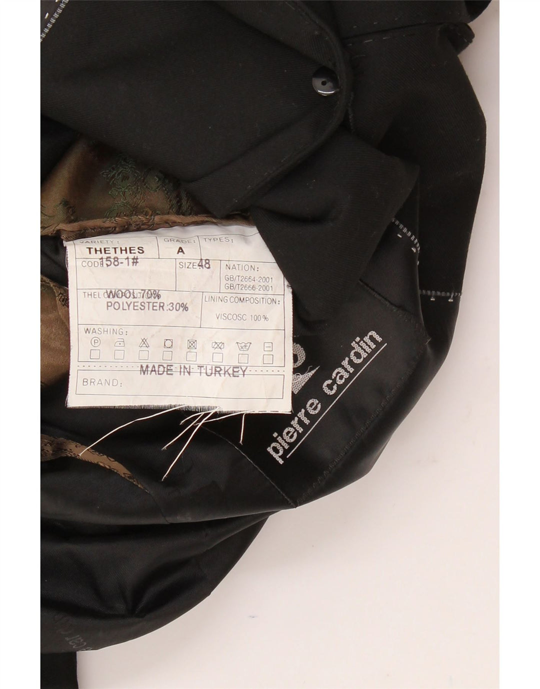 PIERRE CARDIN Mens 1 Button Blazer Jacket IT 48 Medium Black Wool Vintage Pierre Cardin and Second-Hand Pierre Cardin from Messina Hembry 