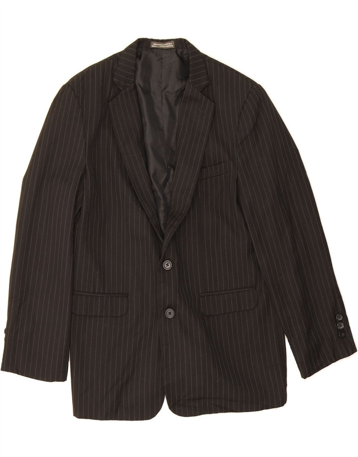 DOCKERS Boys 2 Button Blazer Jacket 15-16 Years Black Pinstripe Polyester Vintage Dockers and Second-Hand Dockers from Messina Hembry 