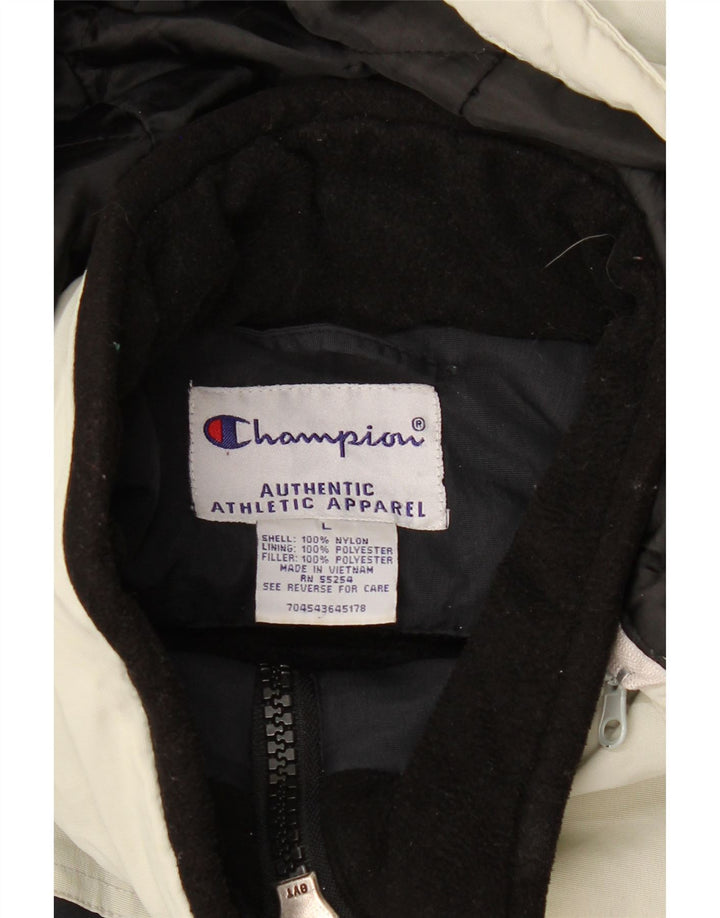 CHAMPION Mens Hooded Windbreaker Jacket UK 40 Large Black Colourblock